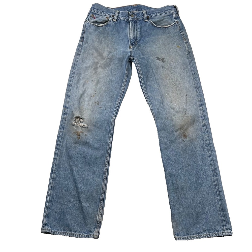 Vtg Polo Ralph Lauren Jeans Mens 33x32 (fits 32x30) Classic Fit Distressed y2K